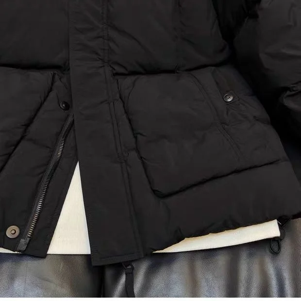 

Простой однотонный повседневный пуховик с рюшами, мужская куртка, зимняя модная брендовая модная утолщенная теплая белая куртка на утином пуху