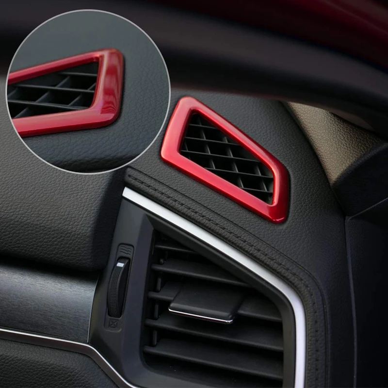 2Pcs Dashboard Air Vent Wind Outlet Cover Trim & 2Pcs Abs Carbon Fiber Interior Front Door Speaker Window a Pillar Cover image 3