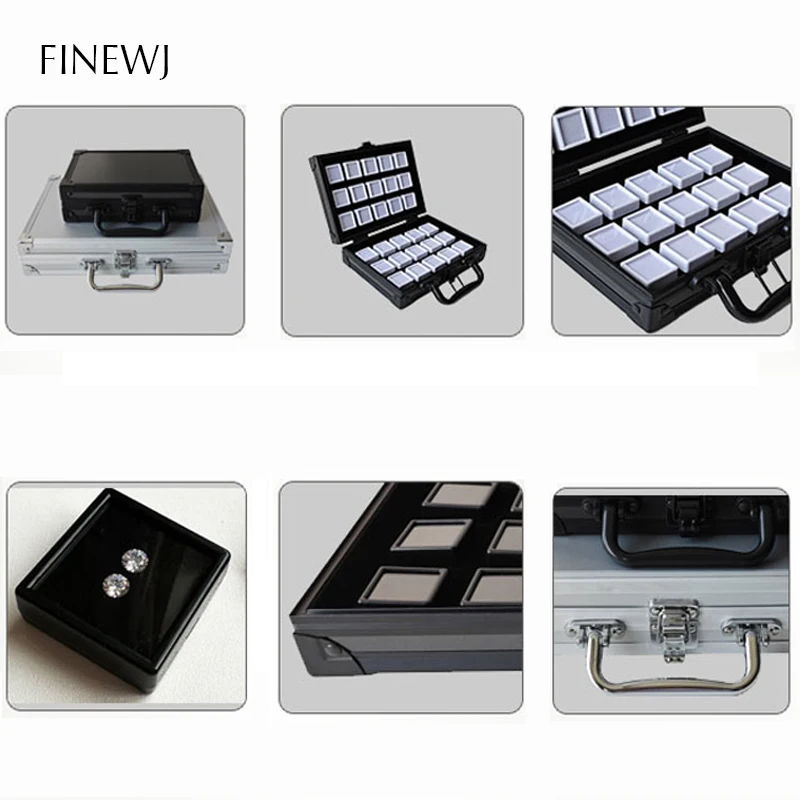 Gems Jewelry Trunk Travel Carrying Gemstone Display Box Aluminum Case Loose Stones Storage Container Collection Diamond Holder