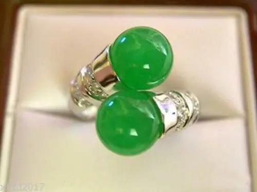 

good Wholesale price new Beautiful Tibet silver natural green stone ring size 6-9