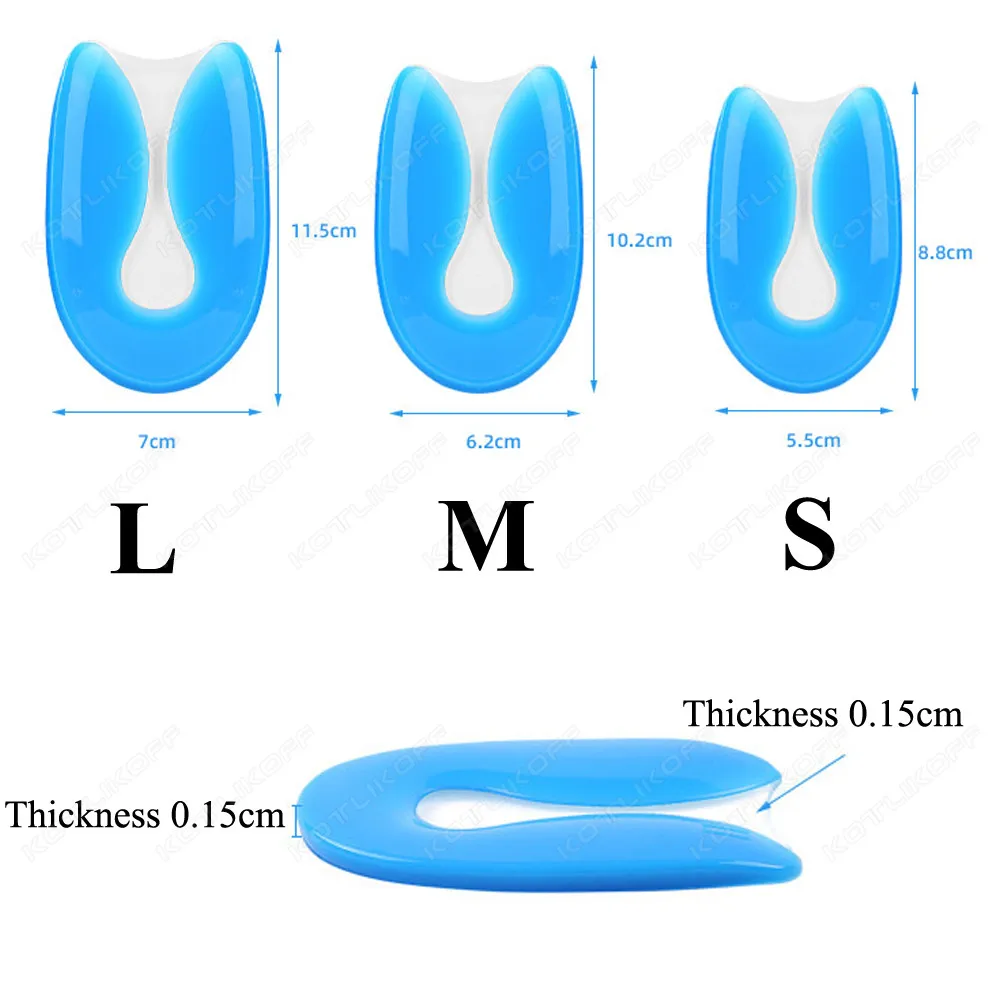 Silicone Gel Heel Pad Foot Pain Relief U-Shape Heel Cushion Inserts For Shoes Heel Spur Protector Plantar Fasciitis Insole