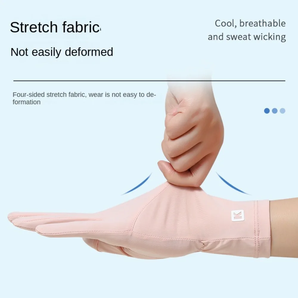 Guanti per protezione solare da donna in seta di ghiaccio Guanti da equitazione per protezione solare antiscivolo anti-UV Guanti da guida estivi traspiranti per touch screen Ragazza