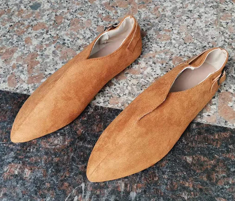 Suede Women Loafers Summer Women Flats Shoes Retro Pointed Toe Slip on Casual Shoes Zapatos Mujer Plus Size 43 Breathable V Port