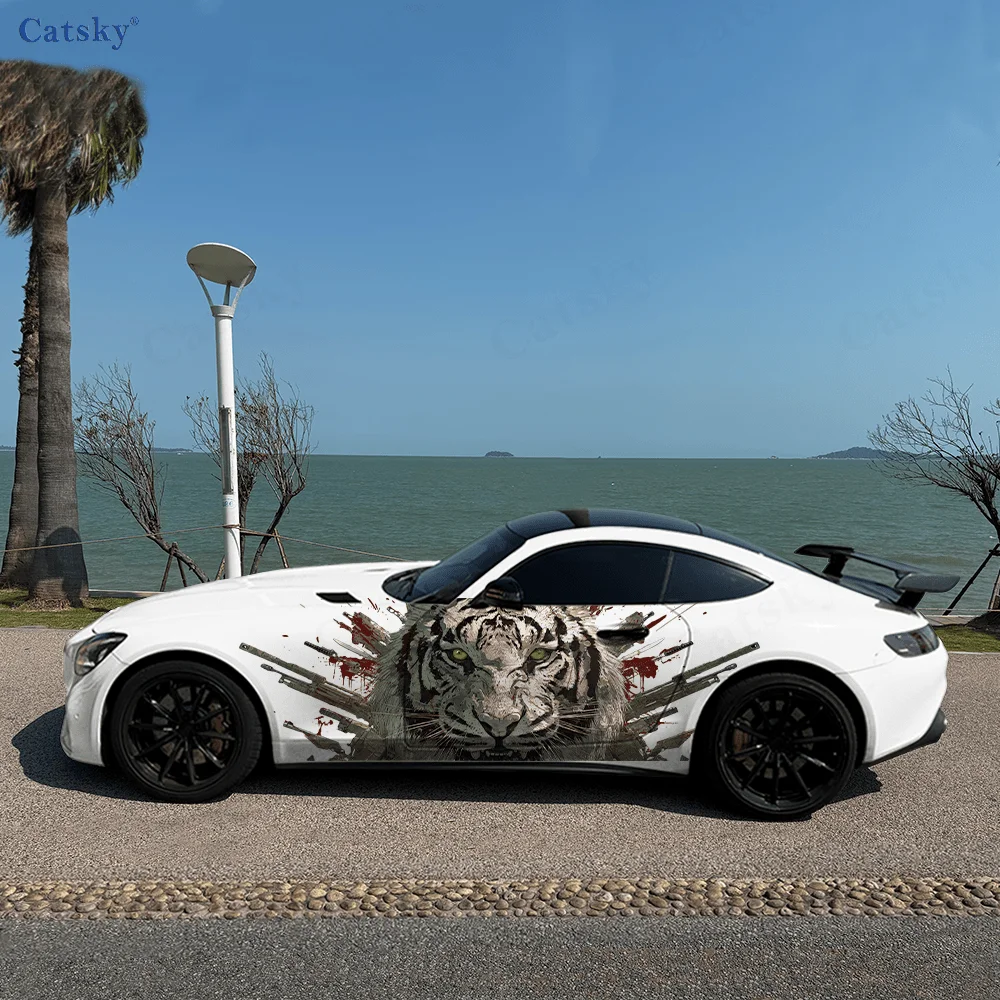 

Красочный тигровый рев, захватывающий автомобиль, виниловые наклейки, самоклеящаяся наклейка из ПВХ, подходит для грузовиков, внедорожников, Декор, автоаксессуары, подарок