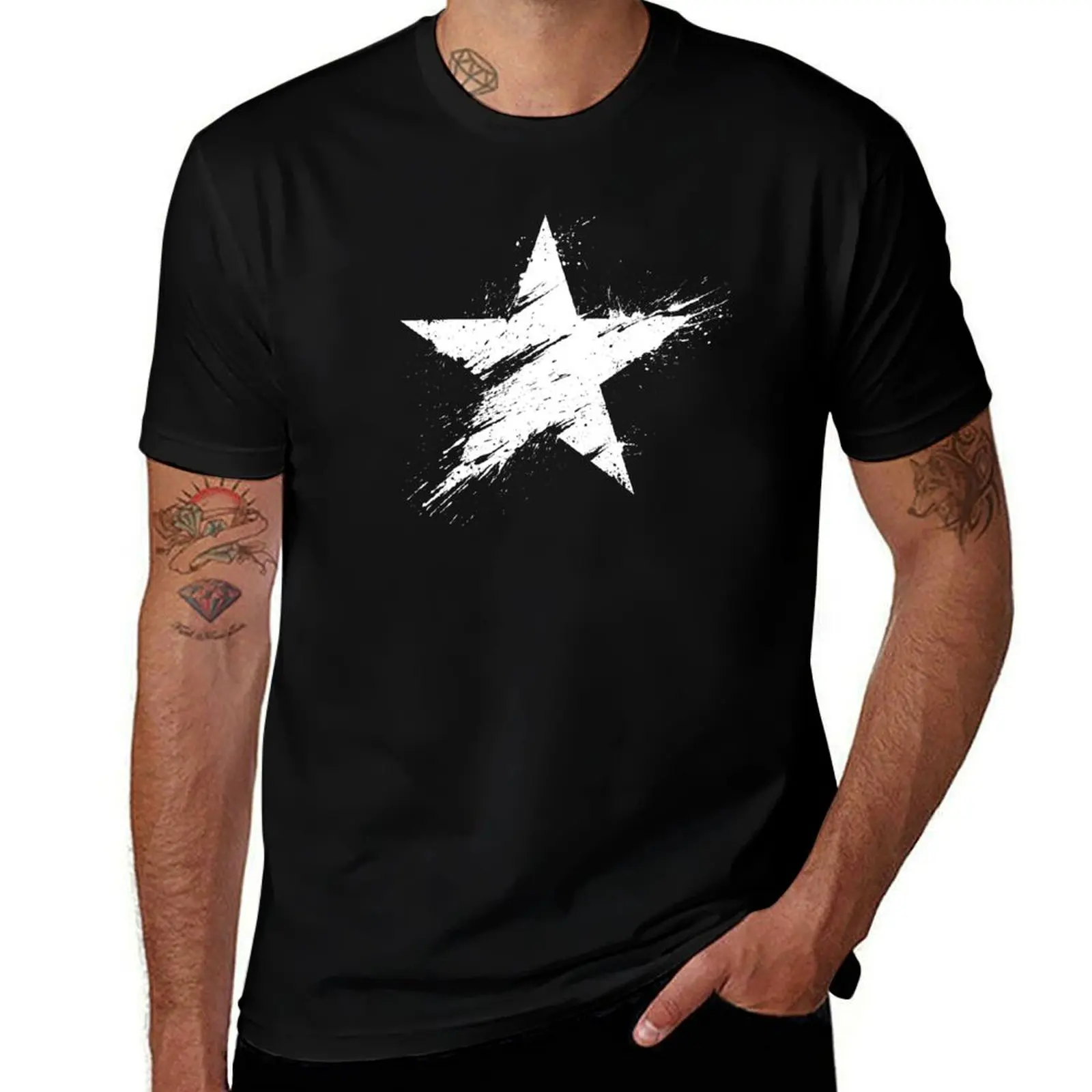 Painted Star - White T-Shirt anime blue archive graphic tee shirt rapper graphic tees t shirt men