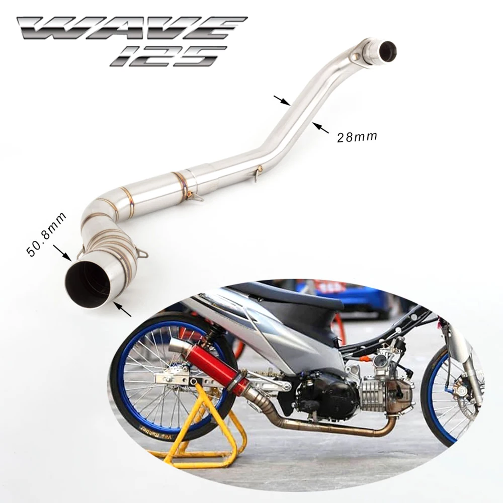 Slip On For for Honda WAVE125 W125 wave 125i Motorcycle Exhaust Escape Scooter Modified Front Mid Link Pipe Header Connection