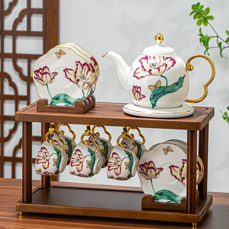 

Tea Cup Holder, Solid Wood Organizer, Chinese Style Rack, Elegant Living Room Display, Decorative Cup Stand