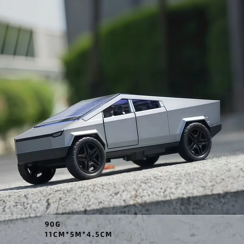 1/36 silver-gray off-road/pickup combination die-cast model, movable doors, pull-back motor, realistic off-road look, a desktop view 6