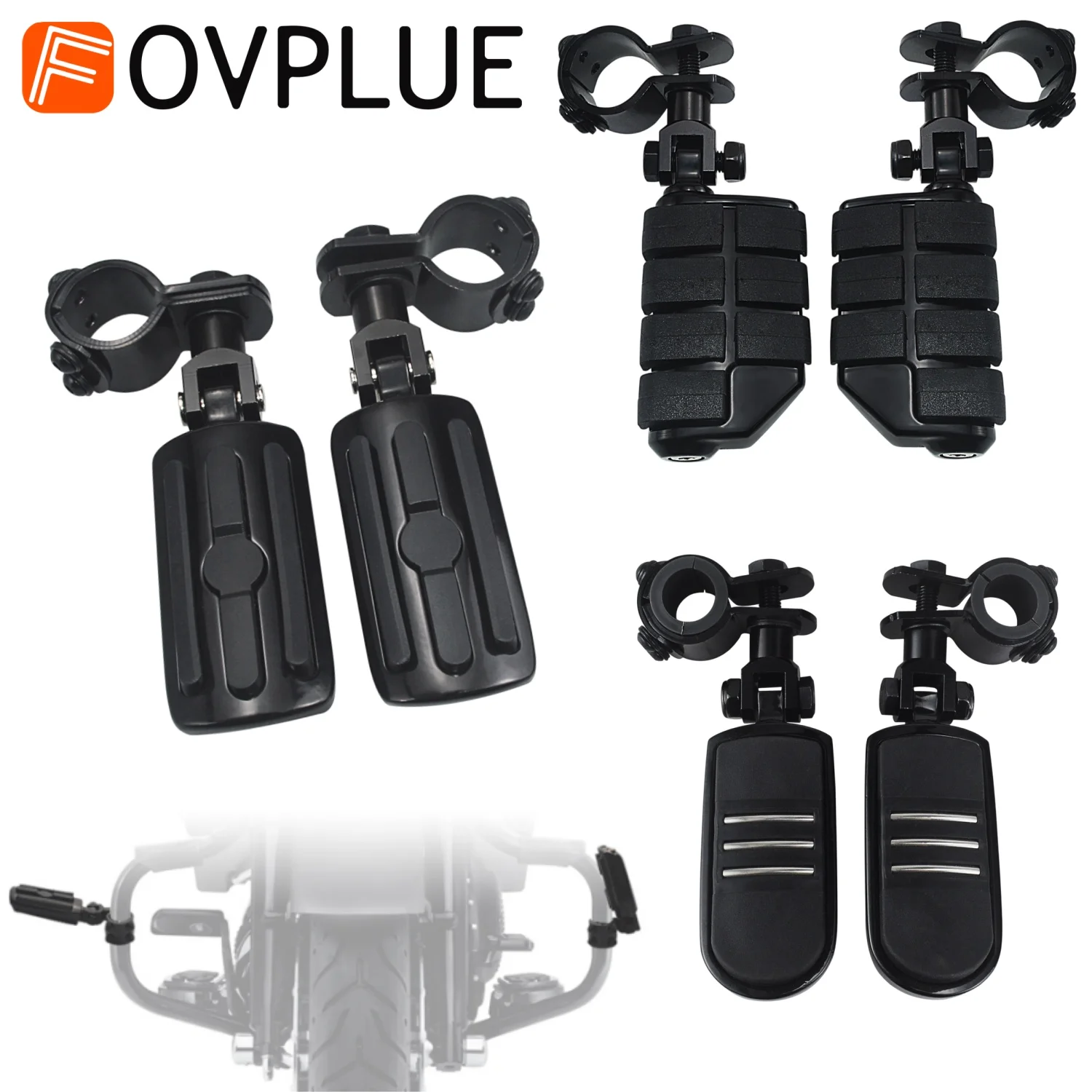 

Front Footrest 1" 1.25" Motorcycle Engine Guard Footpegs For Harley Yamaha Suzuki Honda Sportster Softail Dyna FXBR Street Glide