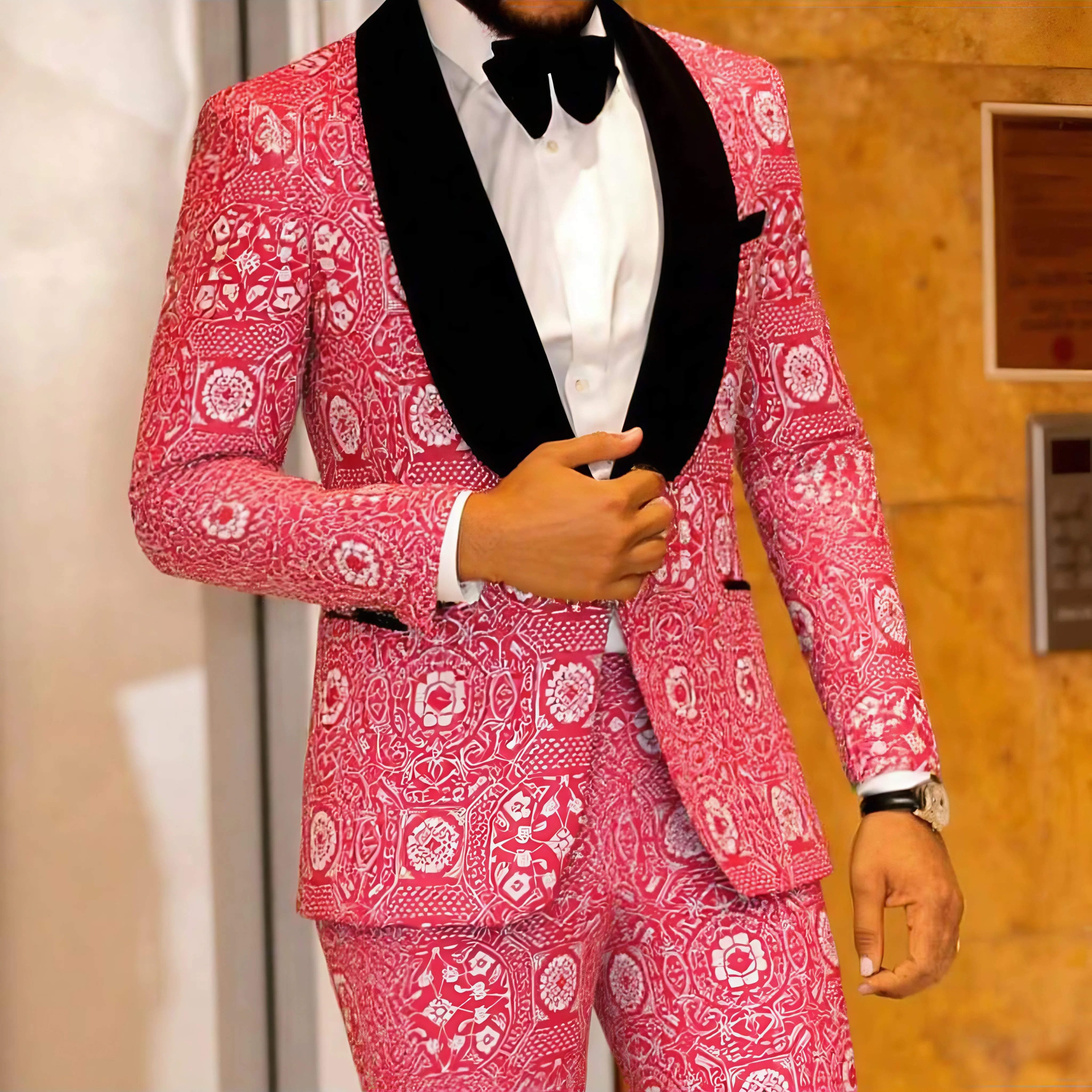 

Мужские костюмы Смокинг Костюм Slim Fit из двух предметов Роскошный вечерний пиджак Брюки