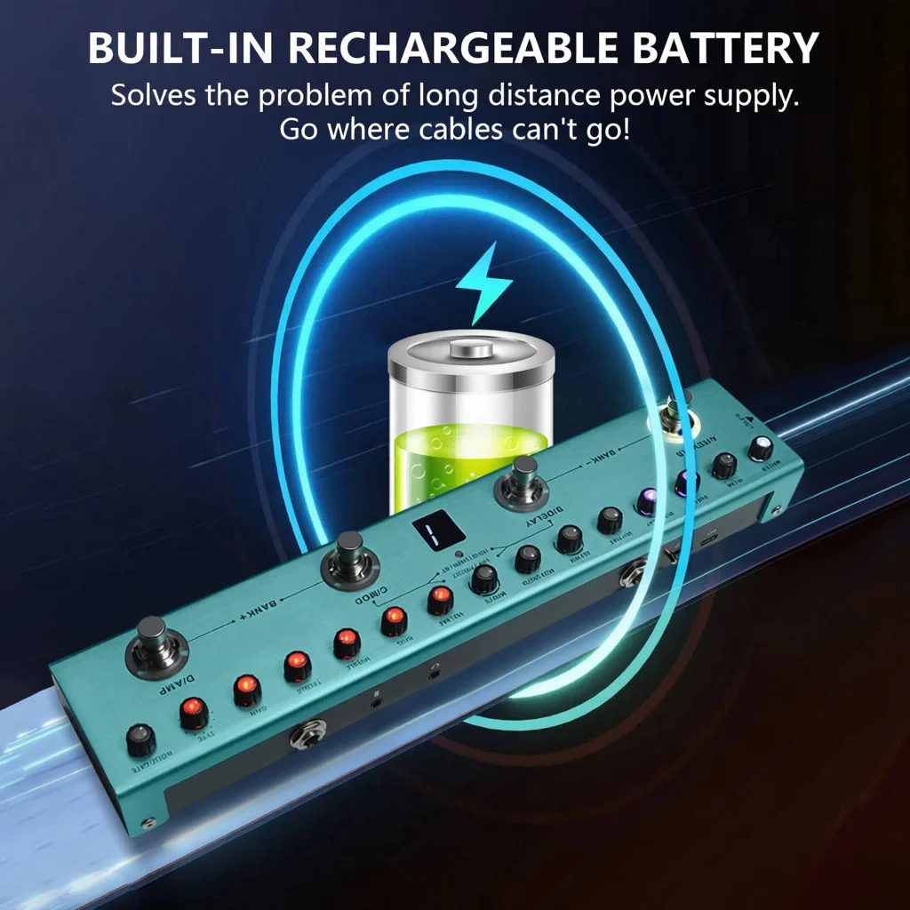 دواسة جيتار M-VAVE Tank-G متعددة التأثيرات قابلة لإعادة الشحن 36 إعدادات مسبقة 9 فتحات Preamp 8 فتحات كابينة بالأشعة تحت الحمراء 3 تعديل/تأخير/تأثيرات ترددية #5