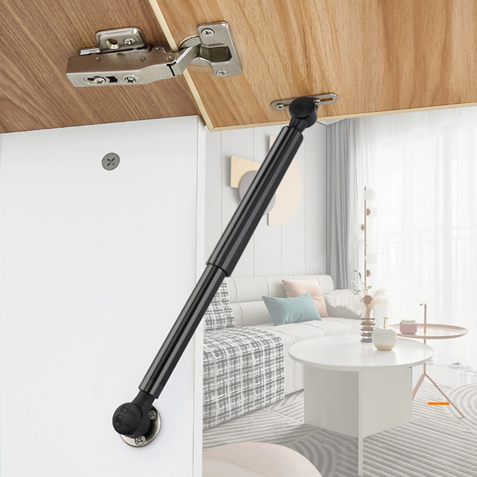 100N schwarze flexible hydraulische Luftstreben, Gasfeder-Hebeunterstützung für Schränke/Tatami mit Jacke