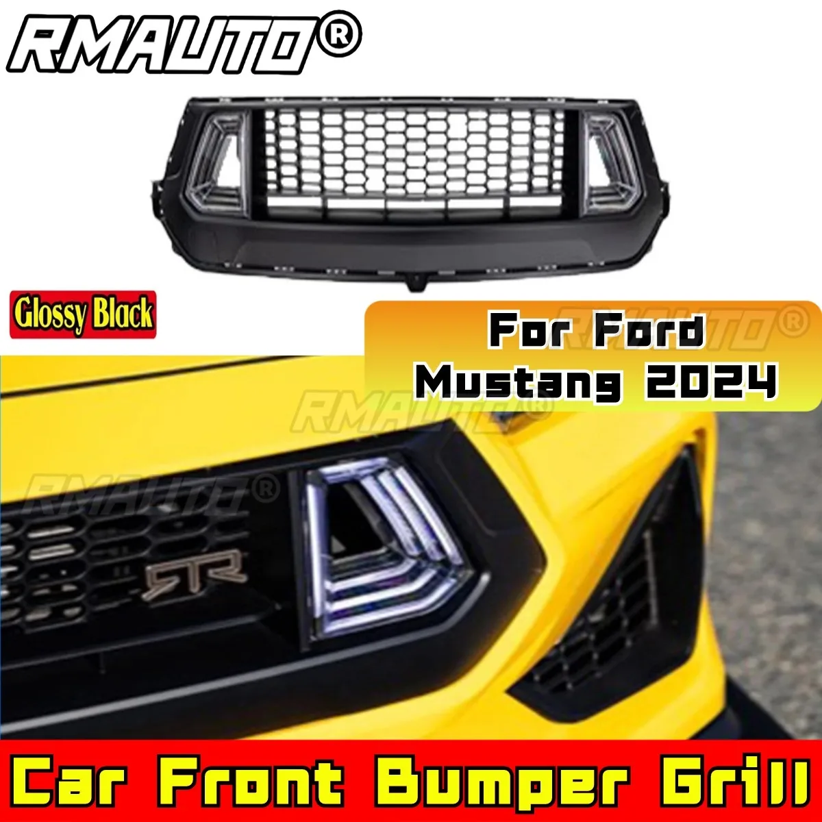 

Для автомобиля Ford, решетка переднего бампера, автомобильная решетка, гоночные грили, комплект кузова для Ford Mustang 2024, автомобильные аксессуары