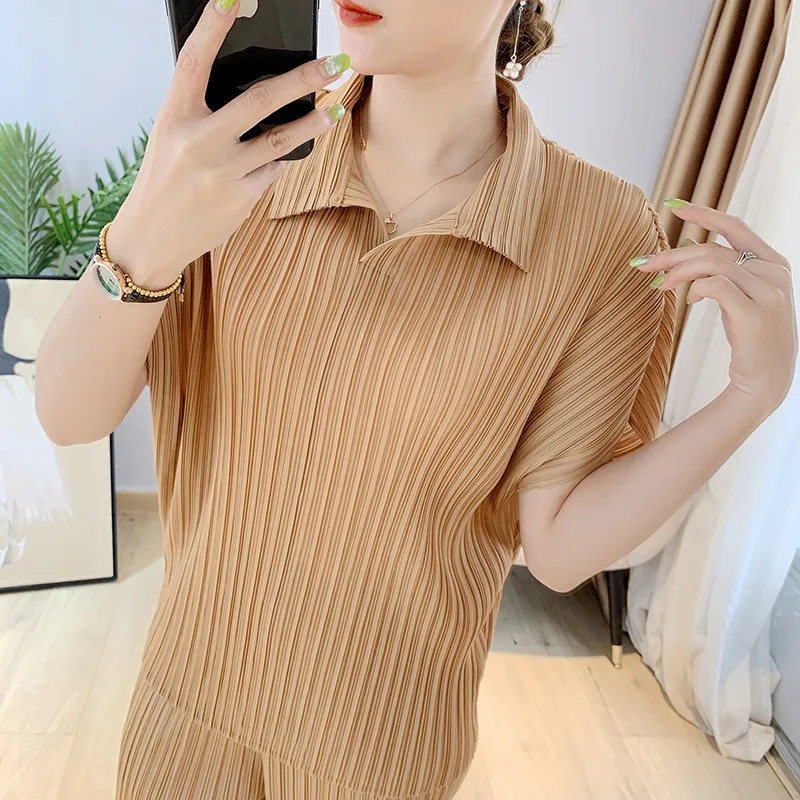 

Свободная футболка большого размера, женская базовая футболка irt со сложенным воротником, утягивающая, Faionable ort Sve, полиэстер, Busin Casual