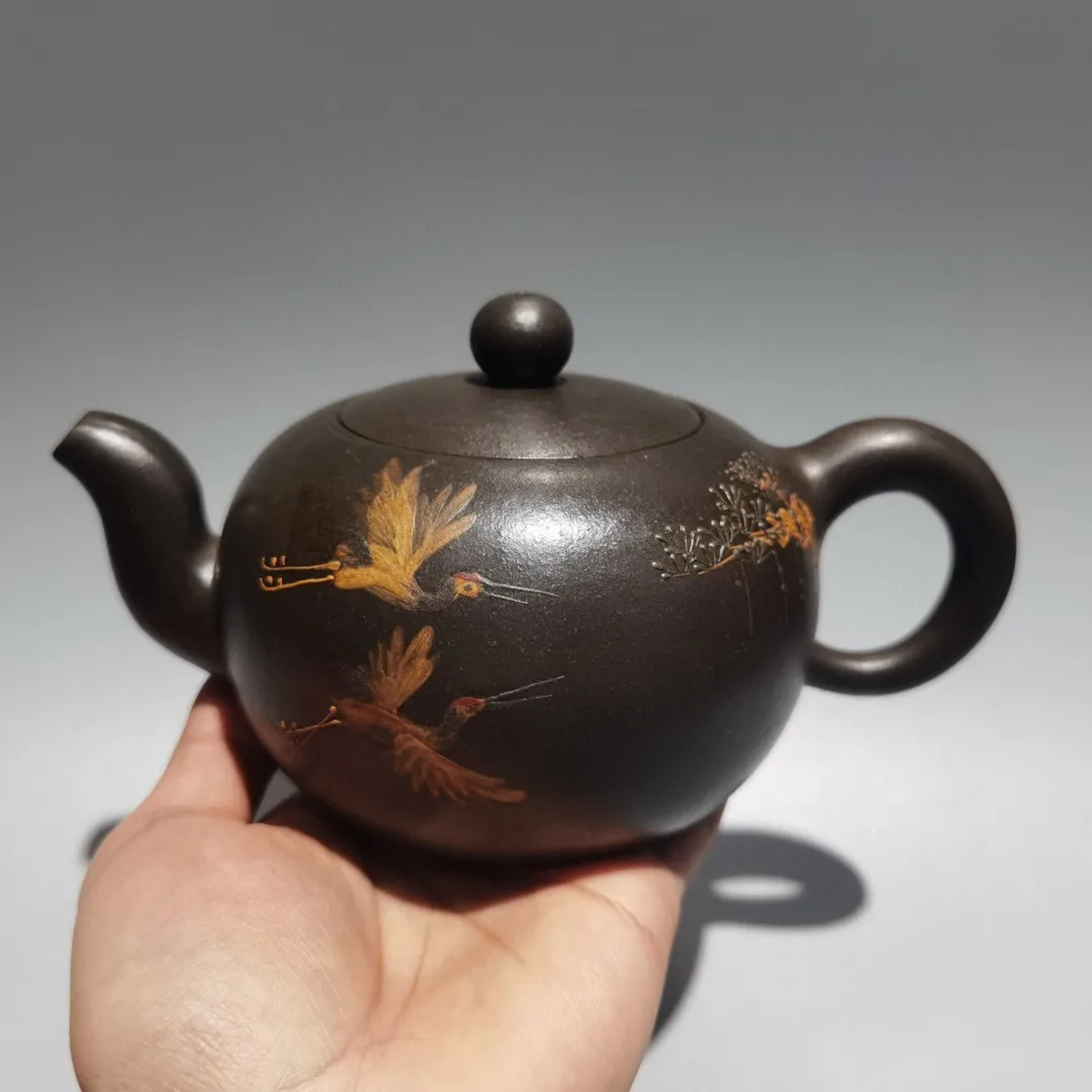 

Исинский чайник, фиолетовый глиняный горшок, окрашенный долголетие, узор журавля, красота, горшок на плечо, чайник, дегустация чайной церемонии, украшения