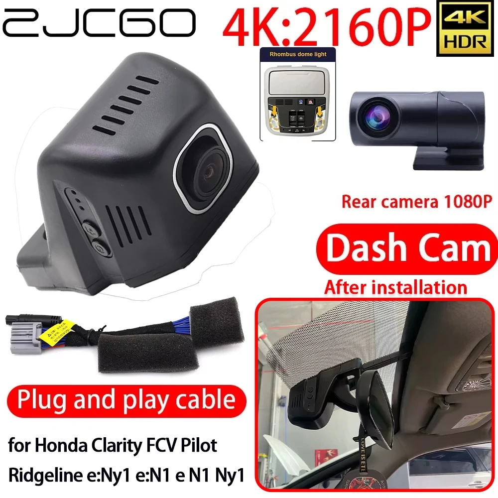 ZJCGO 4K Car DVR Dash Cam Wifi Lens Front Rear Camera 24h Monitor for Honda Clarity FCV Pilot Ridgeline e:Ny1 e:N1 e N1 Ny1