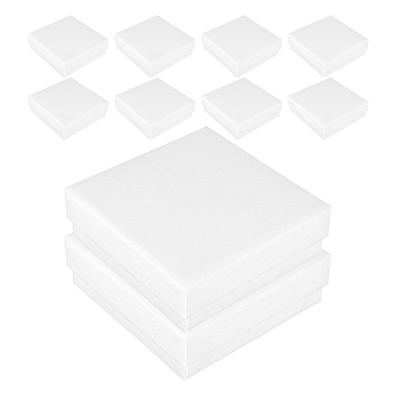 10Pcs Jewelry Packaging Boxes Litchi Grain Texture Elegant Compact Storage for Rings Necklaces Earrings Travel Wedding Present