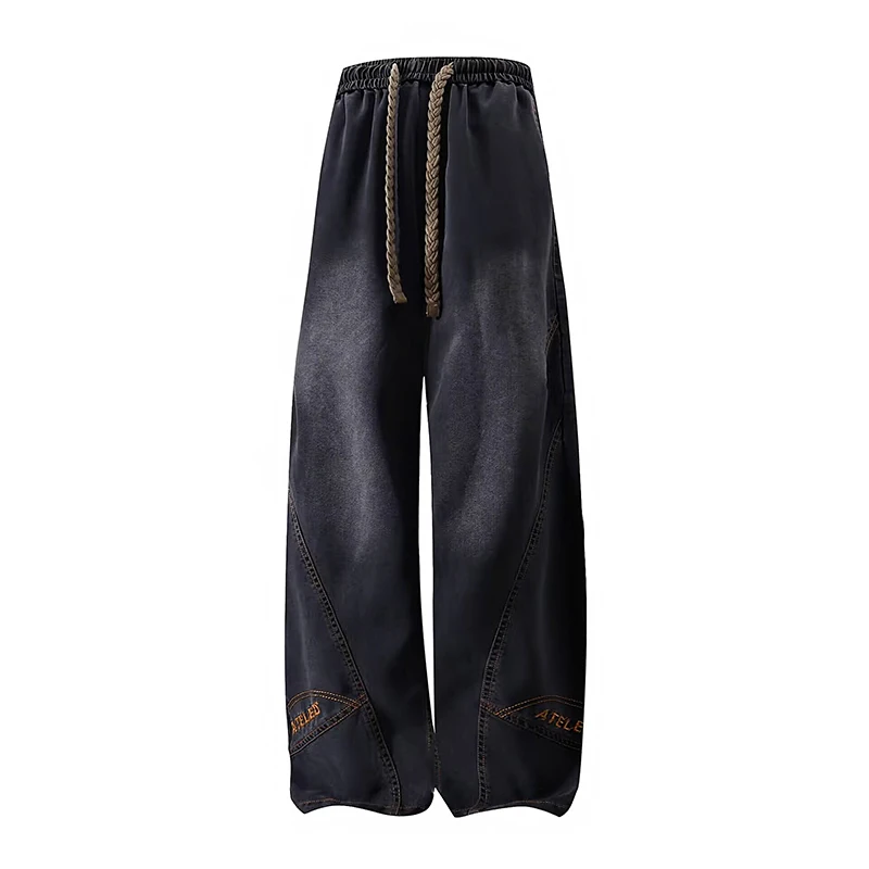 

Мужские джинсы больших размеров, прямые, укороченные, тонкие, летние, повседневные, свободного кроя, из 100% шелковой ткани, для молодежи среднего возраста