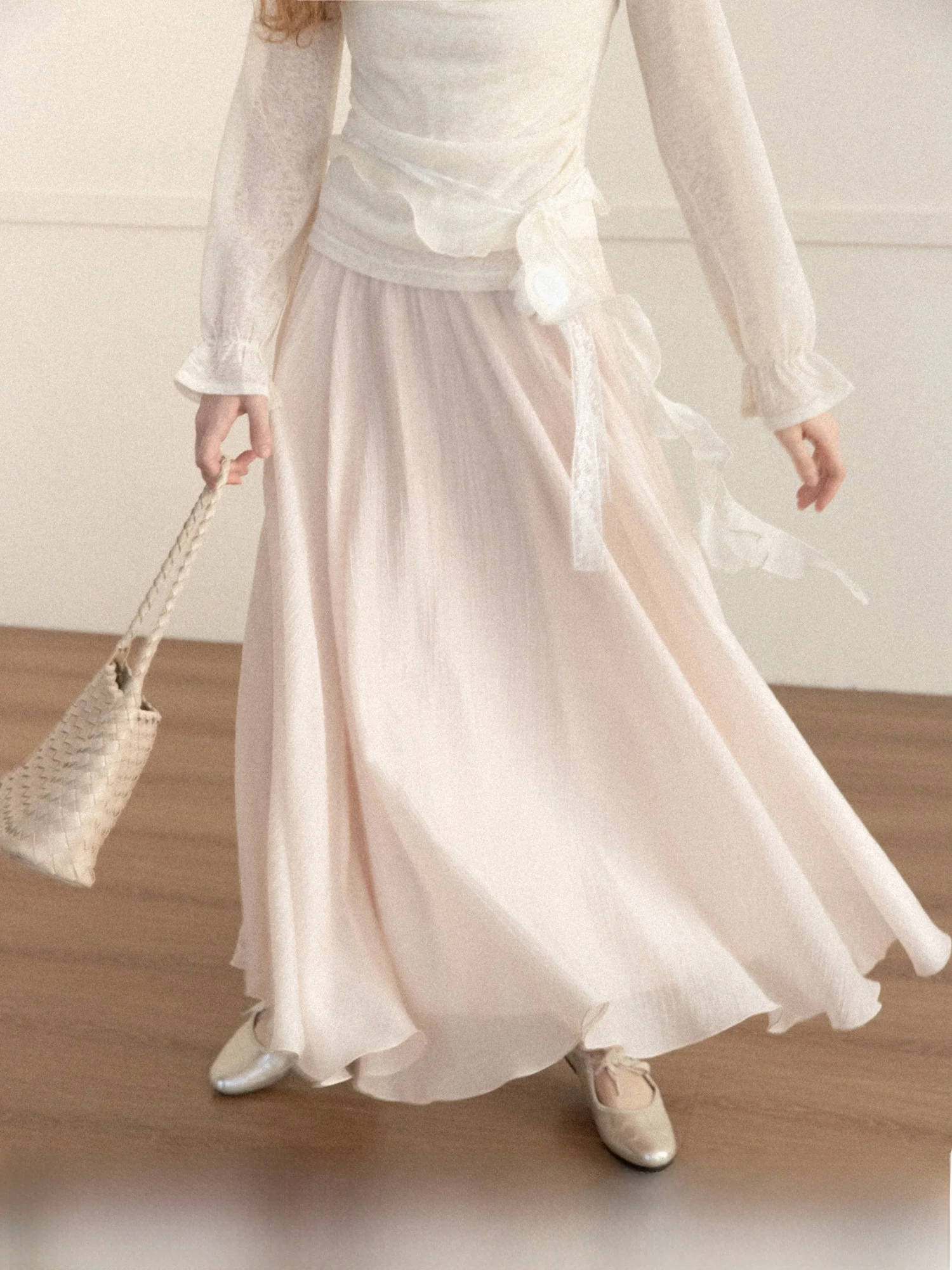 

Розовая юбка А-силуэта с высокой талией, женская повседневная одежда, весна 2026, универсальная длинная юбка из дышащего комфортного волокна Lenzing