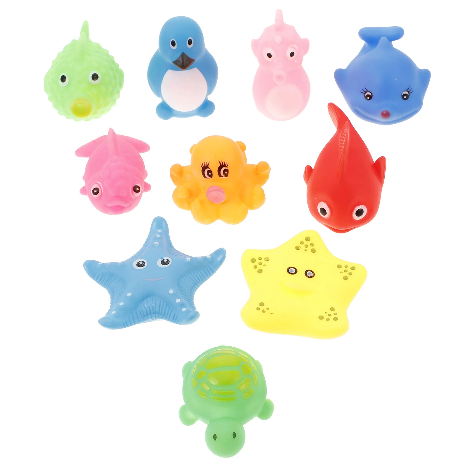 

10 Pcs Ocean Toy Toddler Bath Toys Pool Rubber Squeaky Dolphin Clown Fish for Sea Animal Baby