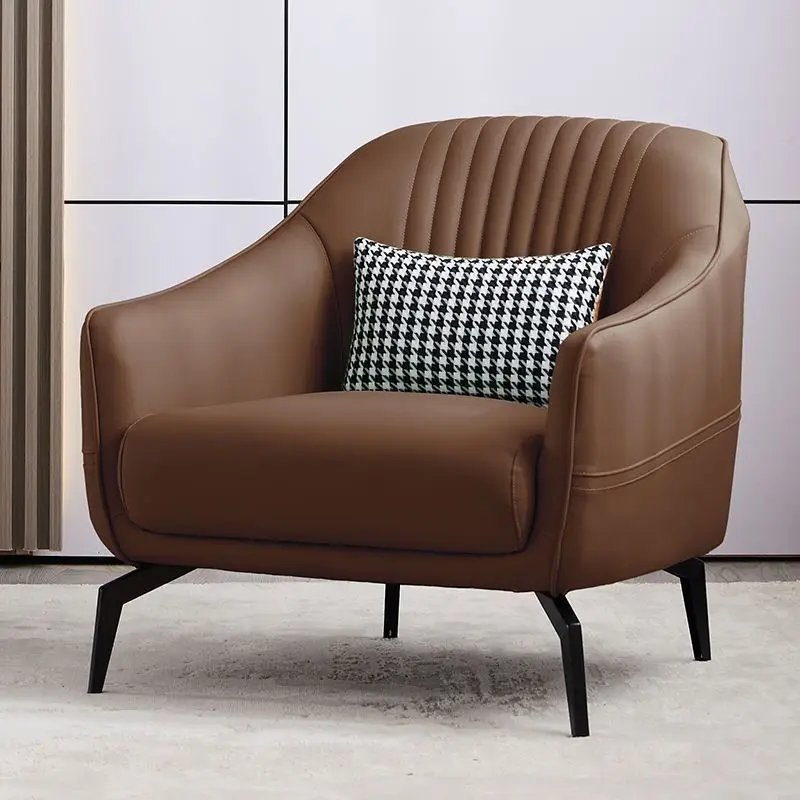 Scandinavian Light Luxury Fabric Accent Chair – Modern Single Sofa 1