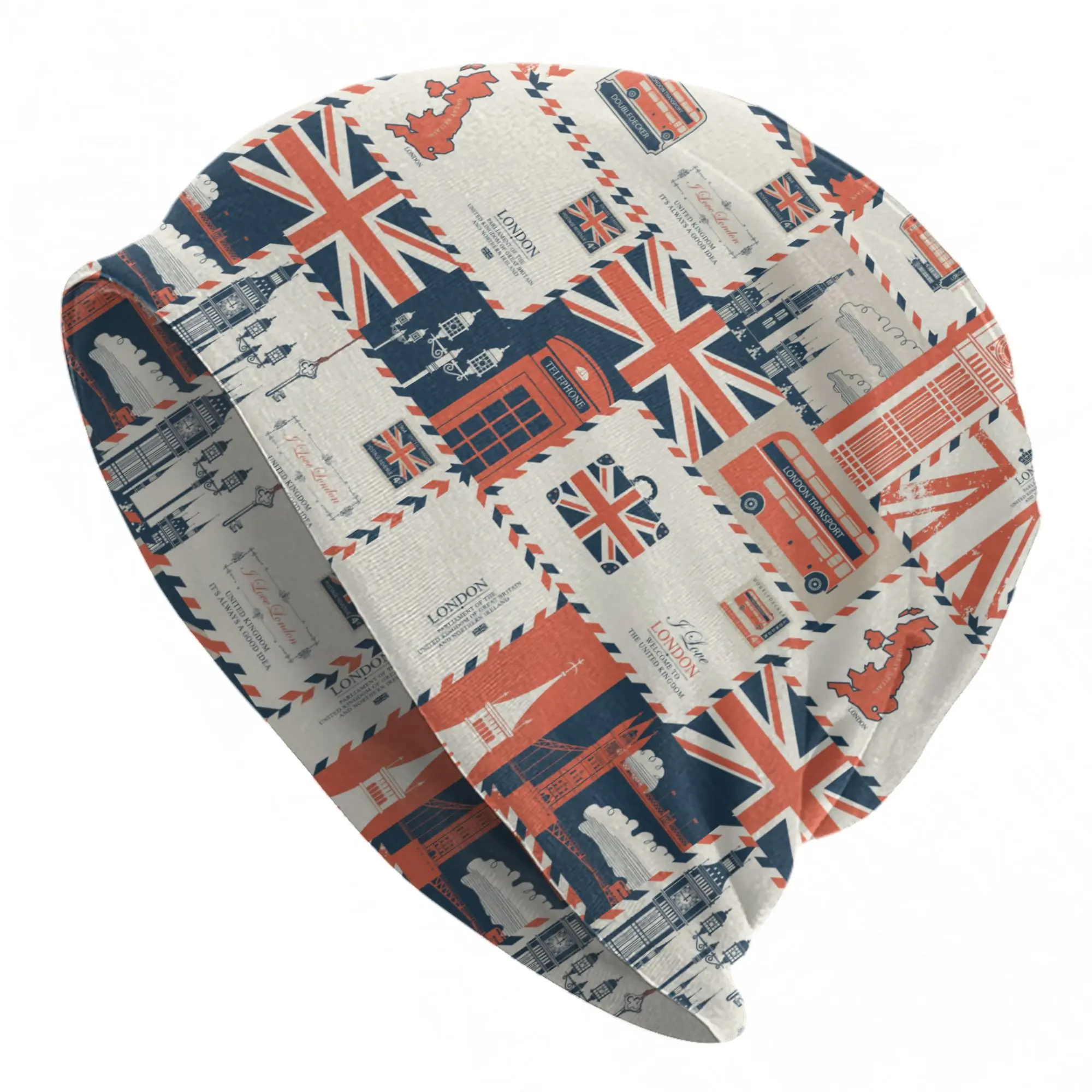 Retro Style Bonnet Hats Fashion Outdoor Skullies Beanies Hat UK London British Symbol for Men Women Warm Dual-use Cap