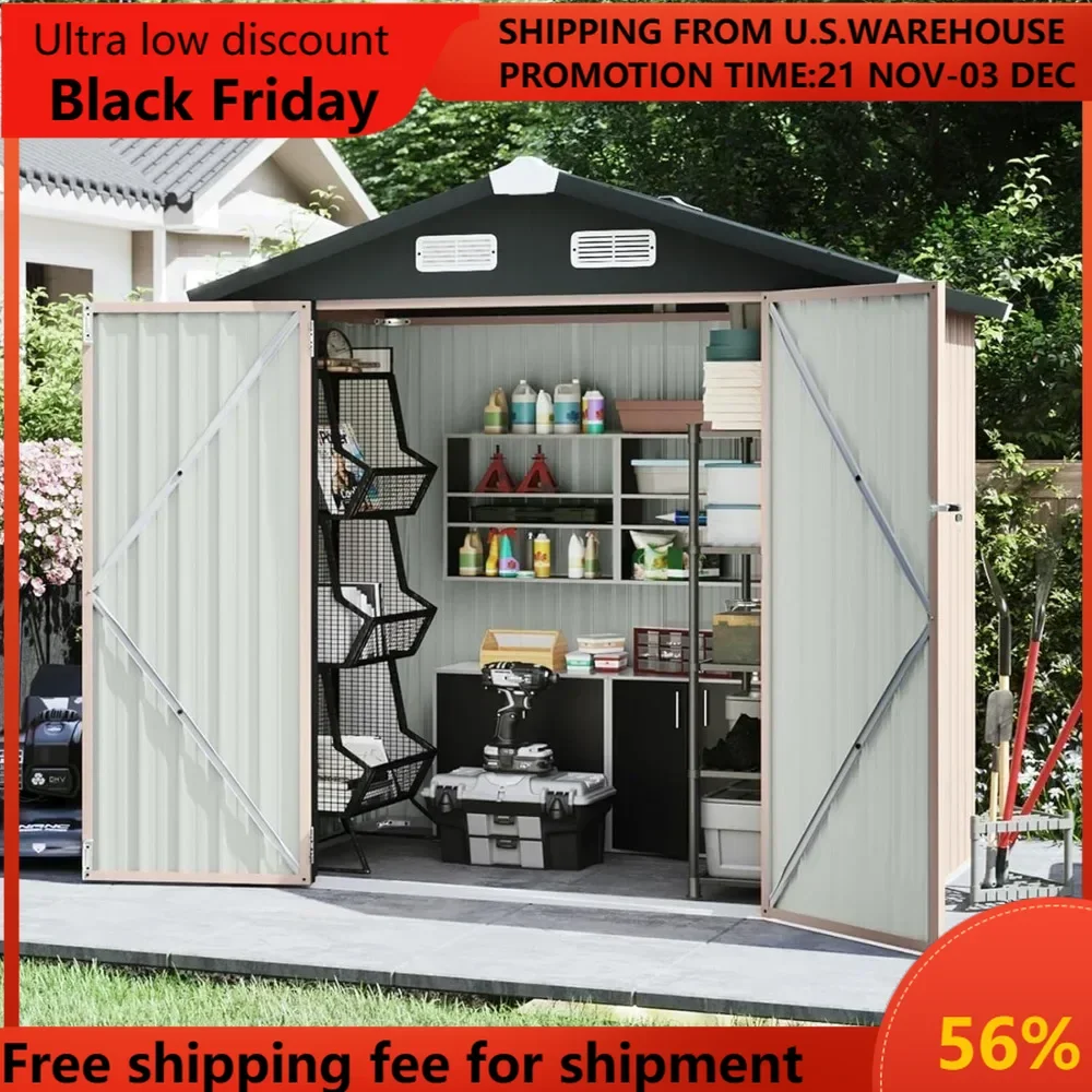 Outdoor Storage Shed,  Garbage Can,Outdoor Metal Shed for Tool,Garden,Bike, Brown  gazebo da giardino  canopy