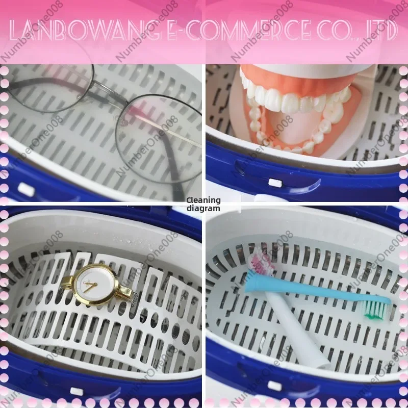 Ultrasonic Cleaner 0.6L, For Glasses Jewelry Watch Denture Retainer Cleaning, Household Portable Ultrasonic Washer