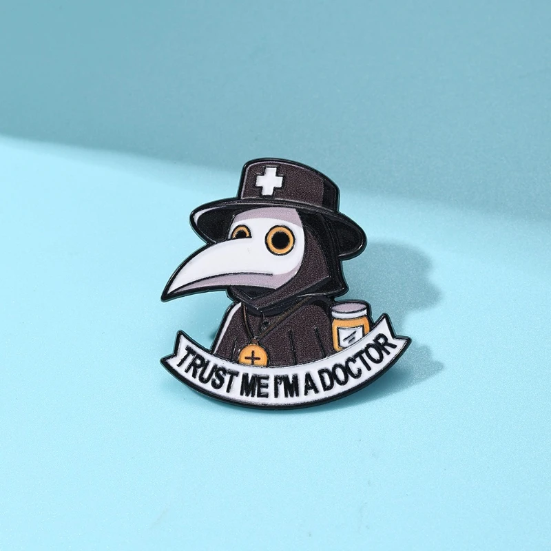 New Creative Gothic Plague Doctor Metal Brooch Cartoon Enamel Pin Vintage Badge DIY Clothing Bags Hat T-shirt Accessory for Gift