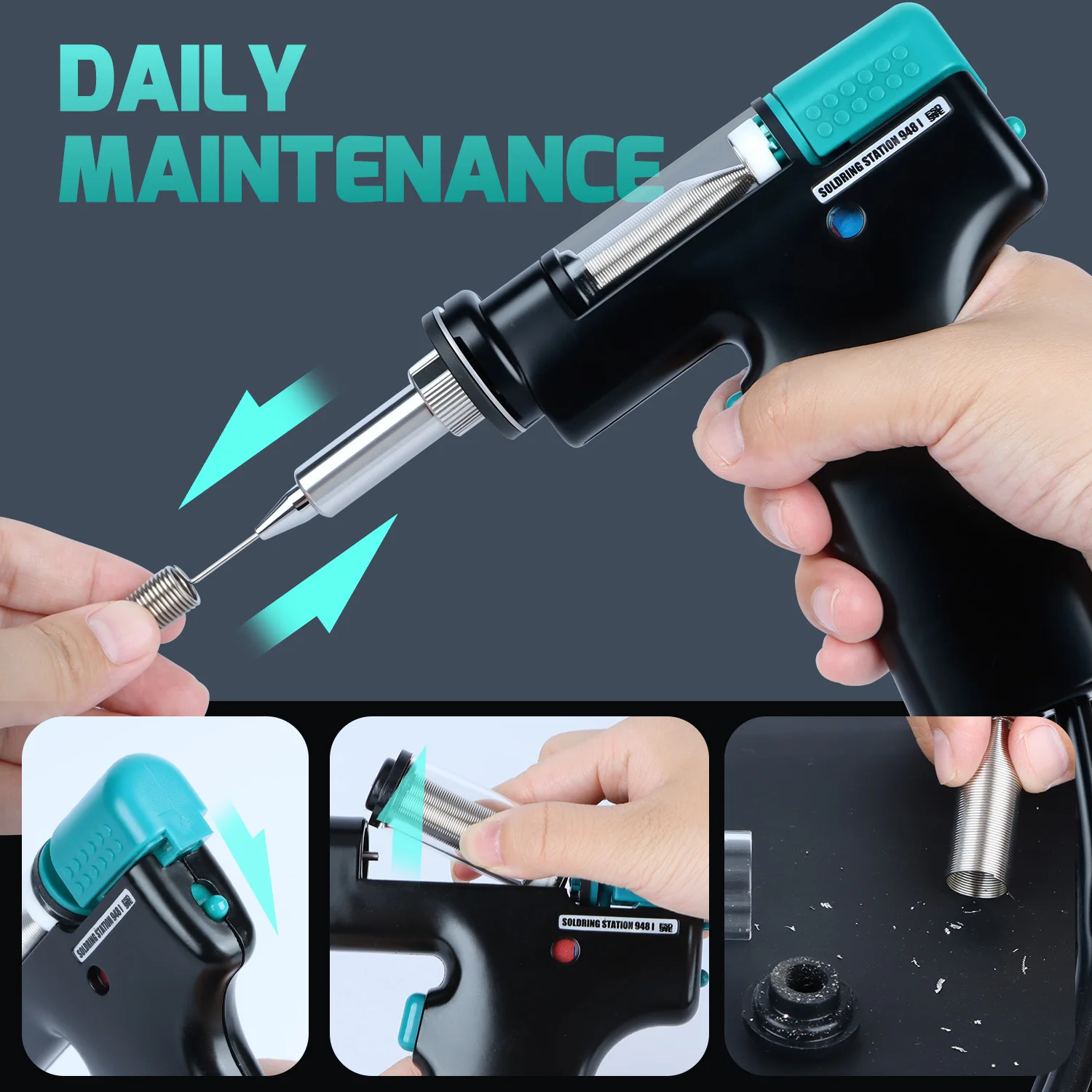 YIHUA 948D-IV 5-IN-1 محطة لحام 1410 واط ديسولديرينغ الملقط مسدس هواء ساخن الكهربائية لحام الحديد C245 C210 شفط القلم أداة #6