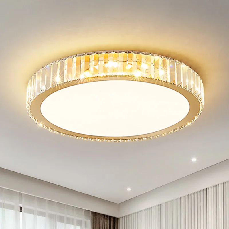 

Living Room Crystal Round Ceiling Lamp Light Luxury Bedroom Study Room Dining Room Flower Square Shaped Led Lighting