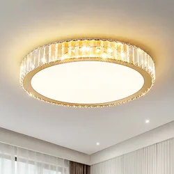 Living Room Crystal Round Ceiling Lamp Light Luxury Bedroom Study Room Dining Room Flower Square Shaped Led Lighting