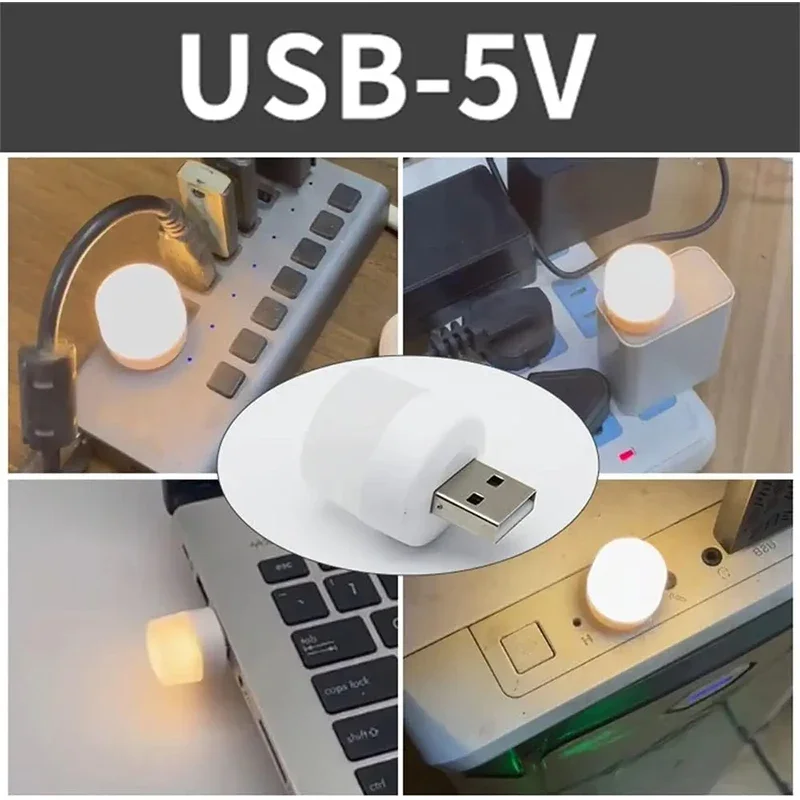 12/1pcs Mini USB Night Light Bulb Warm White Eye Protection Book Reading Lights Computer Mobile Power Charging Night Lamp Bulbs