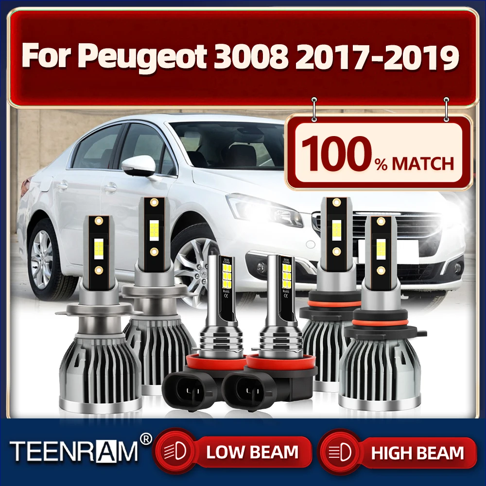 

360W Turbo Auto Head Lamp 60000LM Car LED Headlight Bulbs With Fan 6000K 12V Fog Lights For Peugeot 3008 2017 2018 2019