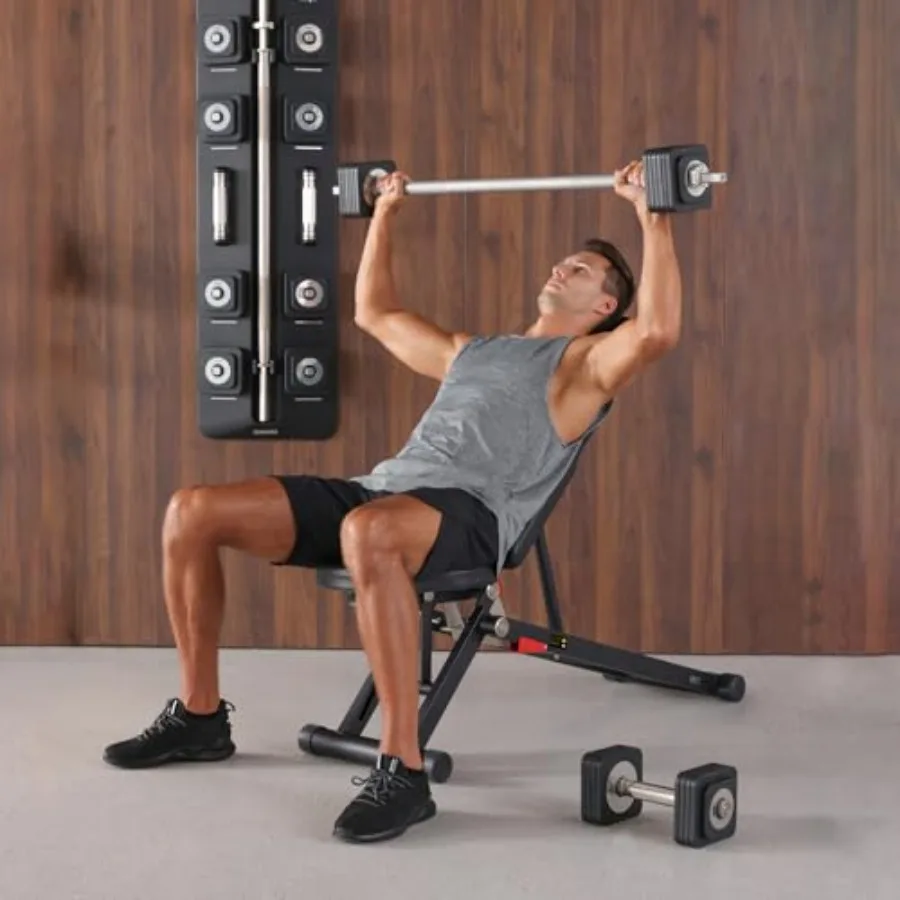 Home gym adjustable weight bench with fast folding incline/decline functionality for full-body workouts black steel frame durab