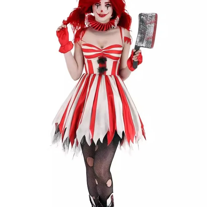 2025 Neues Halloween-Kostüm mit bösem Clown, Zauberer, Hexe, Nonne, Rollenspiel, erschwingliche und attraktive Bühnenkleidung für Damen