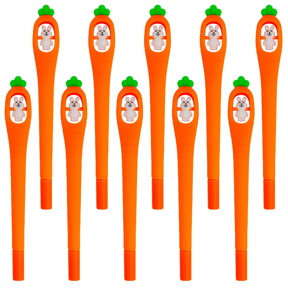 

10Pcs Lovely Rabbit Carrot Gel Ink Pens Cartoon Design Writing Pen for Students Office Gift Gel Ink Pens Prize Gifts