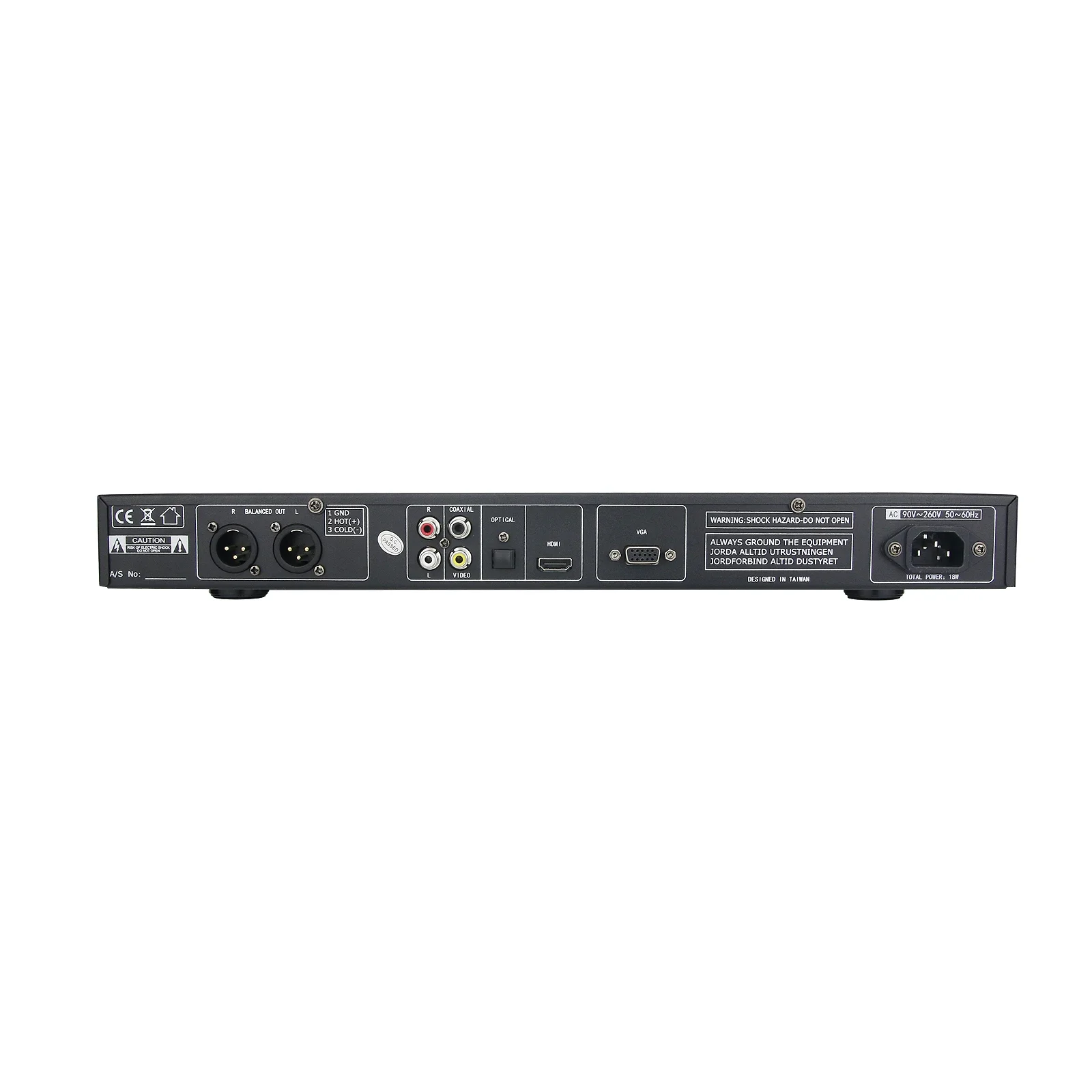 BDS VD-250BT 1U Rack USB SD Player DVD Player with Large LCD Display High Definition VGA Outputs