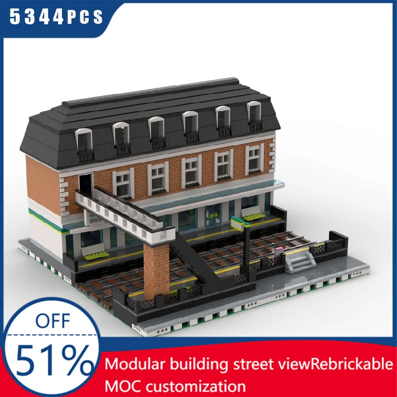 

5344 PCS MOC Creative City Street Exquisite Train station Model Architecture Building Blocks DIY Kids Assembly Bricks Toys Gifts