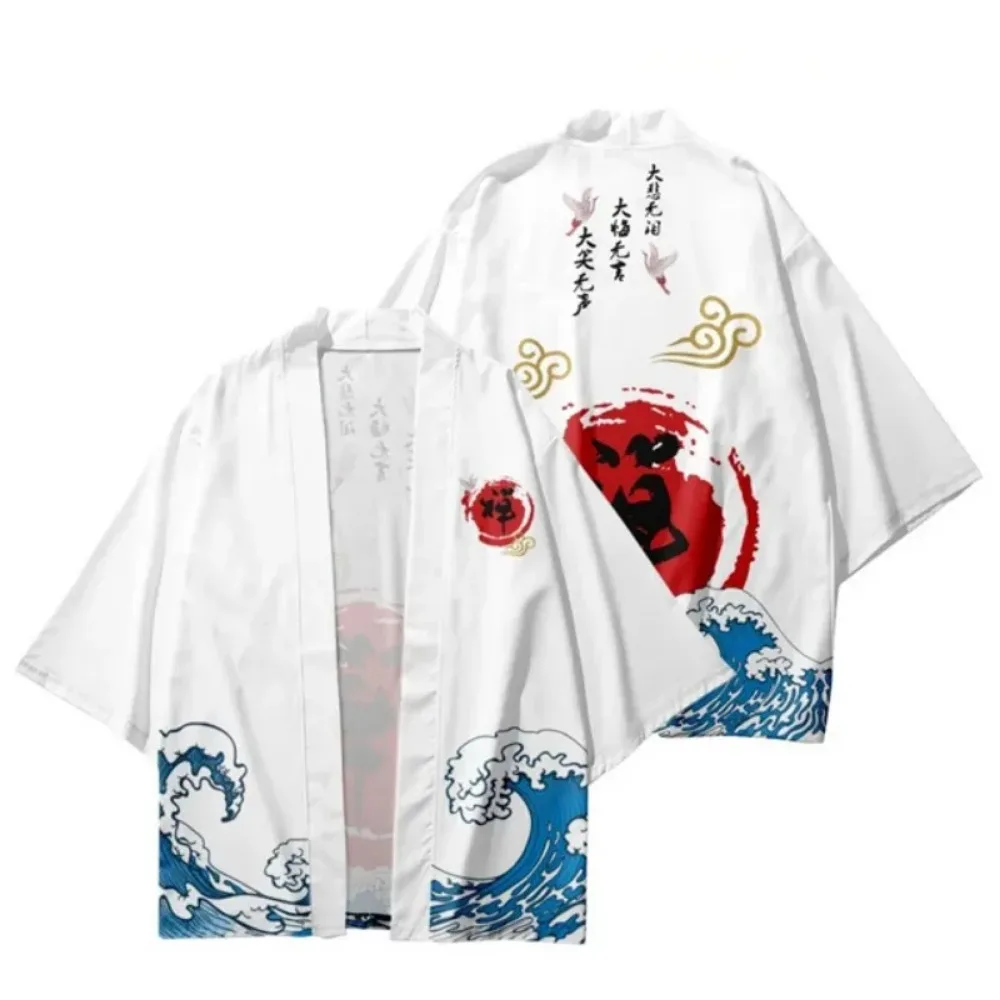 Kostum Samurai cetak 3D Kimono Haori Wanita Pria Jepang Anime jalanan Asia pakaian kardigan Cosplay Yukata