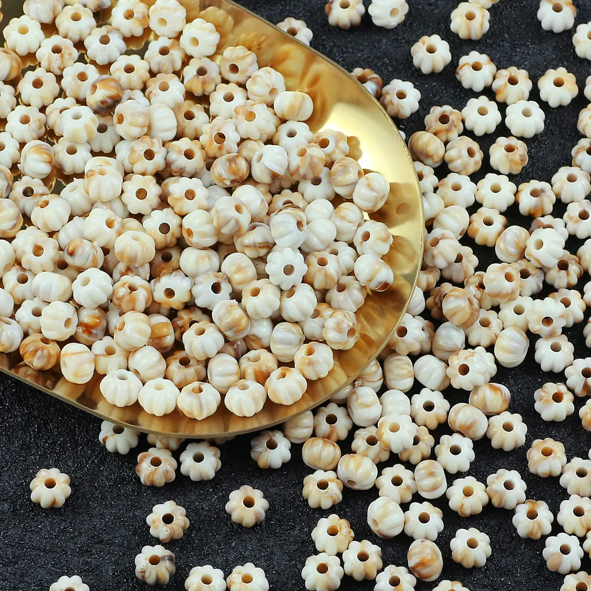 5×7mm 100pcs Acrylic Pumpkin Ball Beads Imitation Shell Round Loose Spacer Beads For Jewelry DIY Bracelet Earrings Accessories image 2