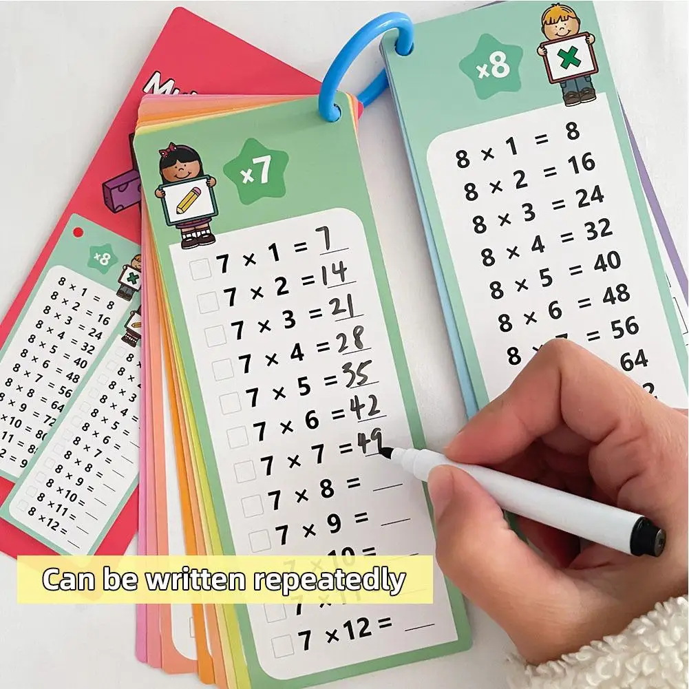 Kids Subtraction Flashcards Erasable Math Learning Cards 15 Cards 2 Pens Educational Toys