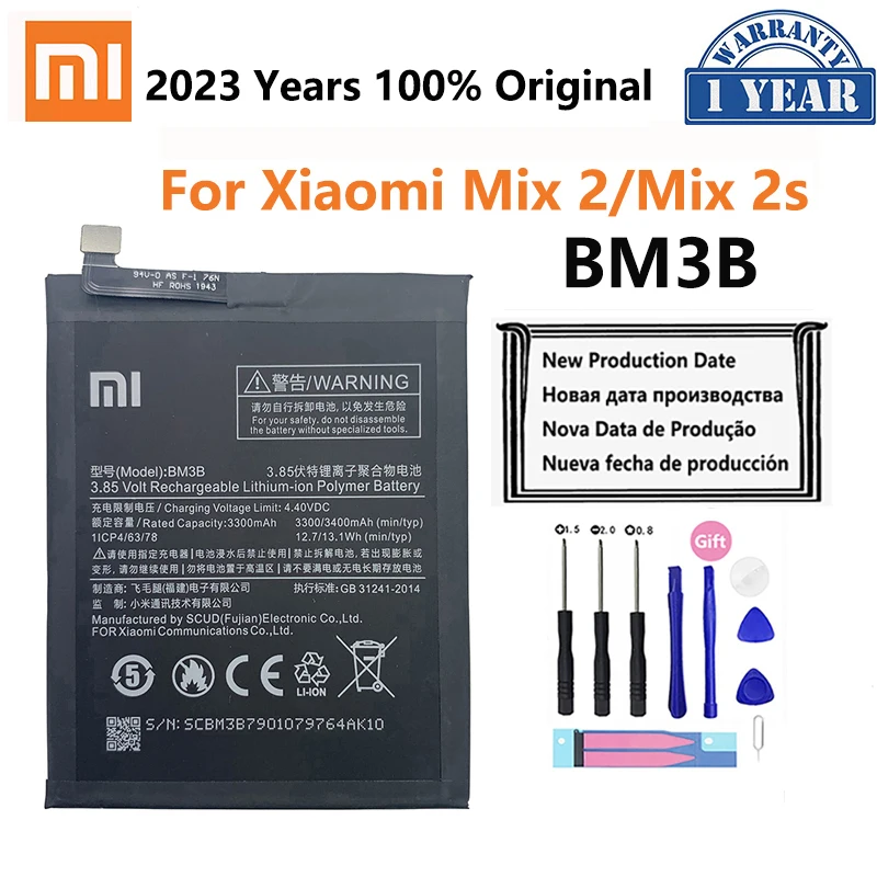 

Xiao Mi 100% Original Battery BM3B For Xiaomi Mix 2 2S Mix2S 3400mAh High Capacity Rechargeable Phone Replacement Batteria Akku