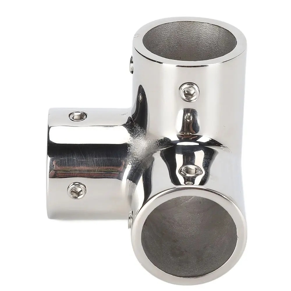Marine Grade 316 Pipe Connector Stainless Steel 90 Degree Cross Tube Connector Mirror Polished 7/8 Inch Corner Elbow Marine Use