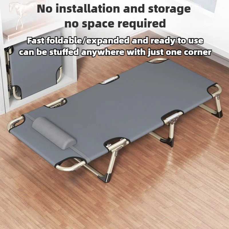 Household Portable Folding Bed Lightweight Single Bed with Pillow Practical Lunch Break Folding Bed Suitable for Home Office Use image 3