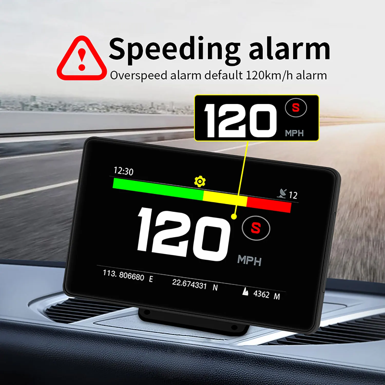 New C20-F Car Mounted HUD High Definition Touch Screen Universal Speedometer GPS Electronic Altimeter Odometer