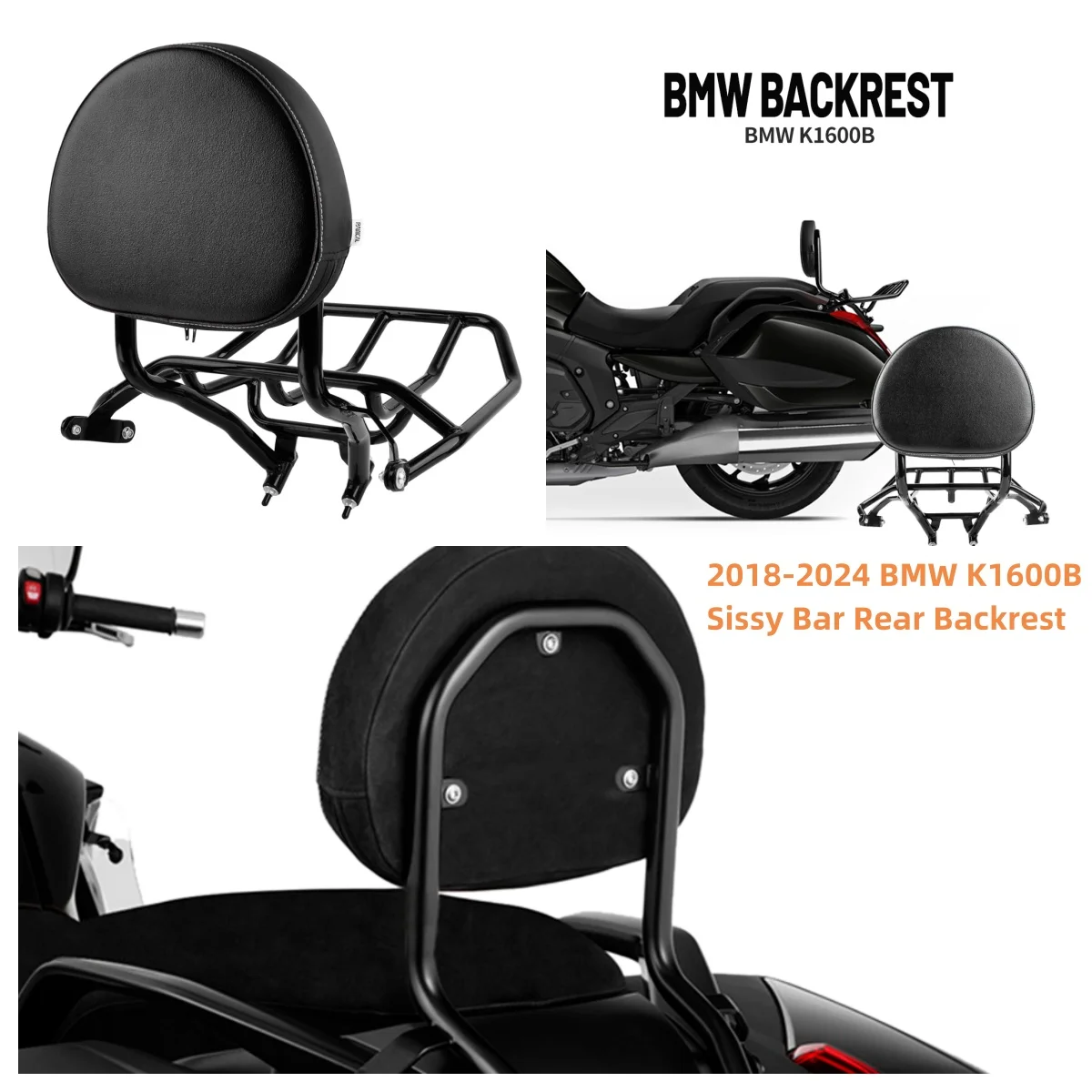 For BMW K1600 Motorcycle Backrest Accessories Rack Support Passenger Saddlebag Cushion Pad Sissy Bar Rear Backrest Panical