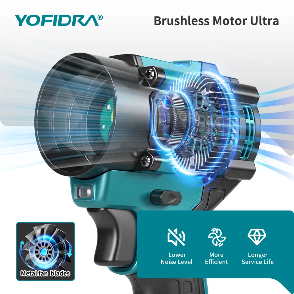 YOFIDRA 2-in-1 Bürstenloser Turbo-Gebläseventilator & Staubsauger 80000RPM Handgehaltenes Staubblasgerät für Makita 21V Akku – Detail 7