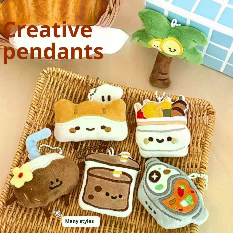 1/2 pçs dos desenhos animados simulado comida estatueta chaveiro de pelúcia engraçado macio pelúcia boneca brinquedo mochila pendurado decoração acessórios presentes