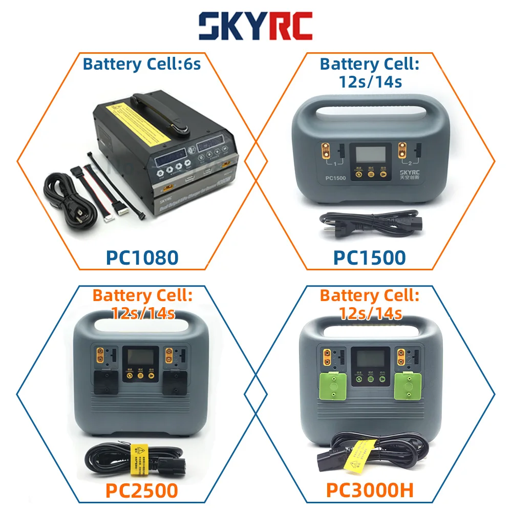 

SKYRC PC1080 PC1500 PC2500 PC3000H 20A 25A 60A Drone 6S 12S 14S Lithium Battery Charger 4 Channel Output High Voltage Lipo LiHV